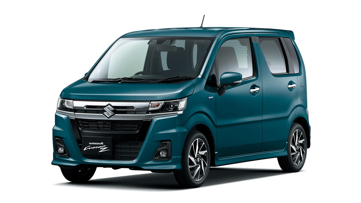 スズキ ワゴンRの荷室に前輪外しでロードバイクを積むイメージ