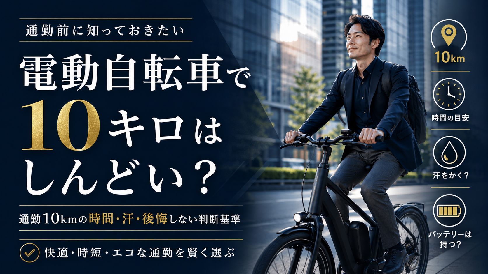 電動自転車で10km通勤するイメージ画像