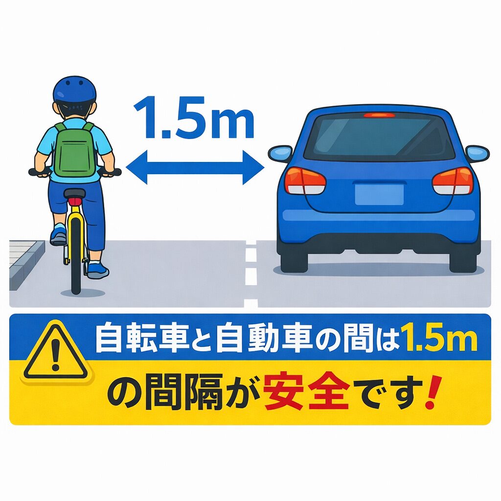自転車 1.5m 追い越し 側方間隔のイメージ