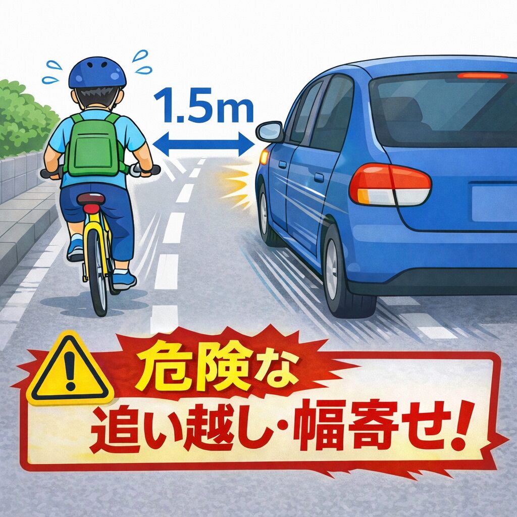 自転車 危険な追い越し 幅寄せ イメージ