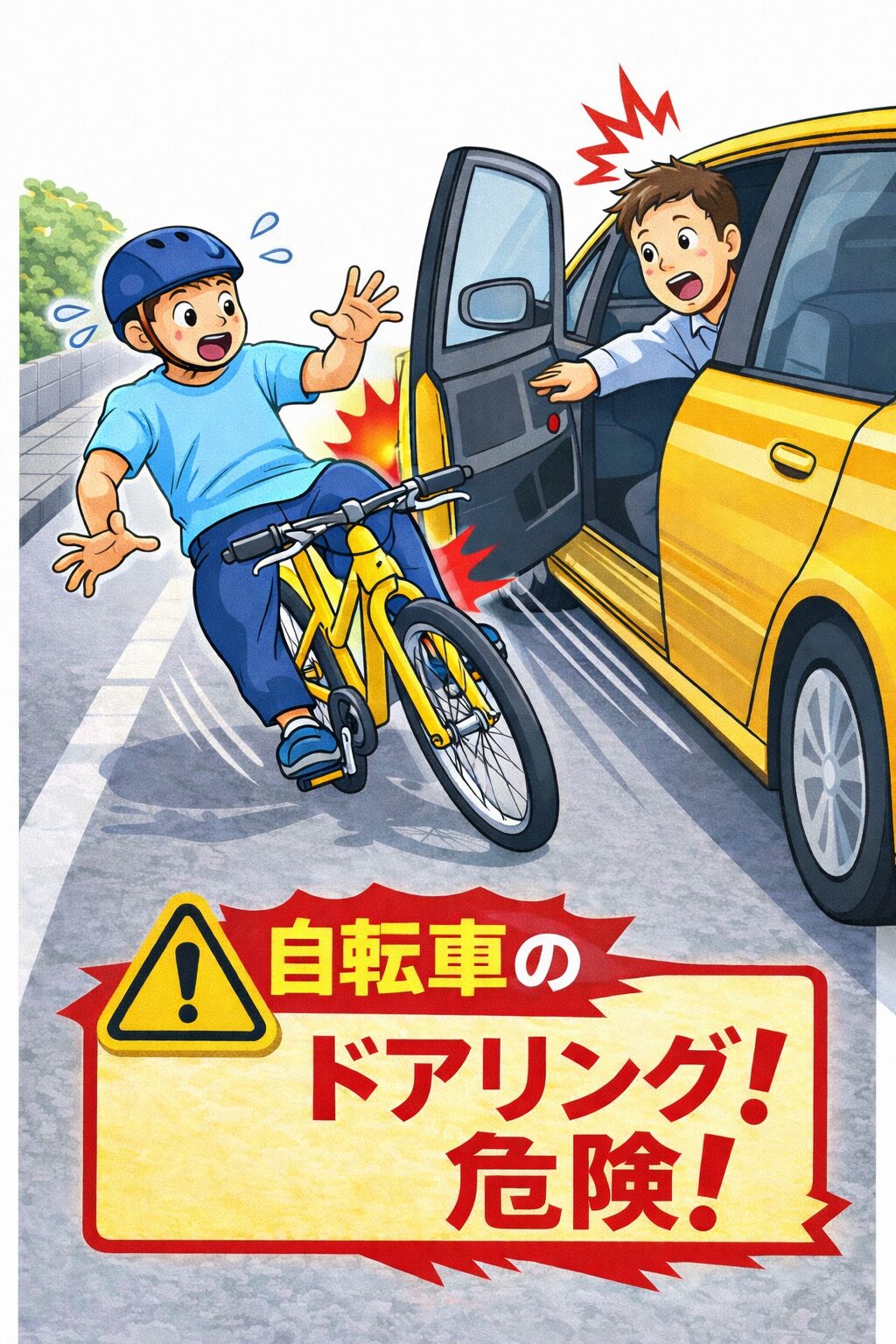 自転車 ドアリング 危険 イラスト