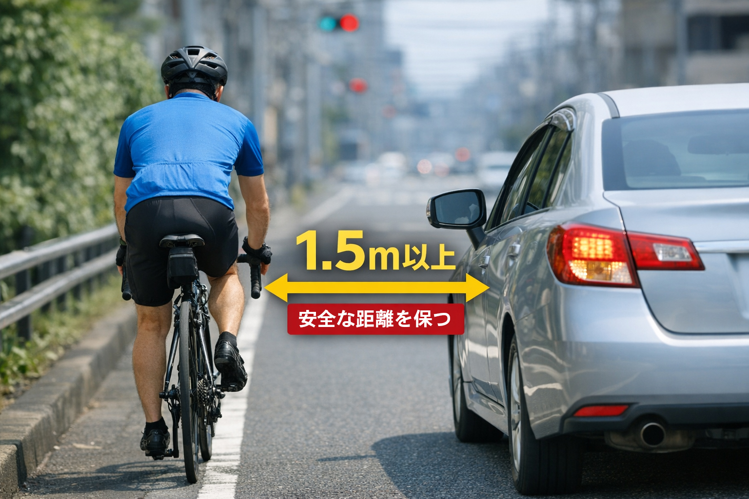 自転車 追い越し 距離 1.5m以上空ける