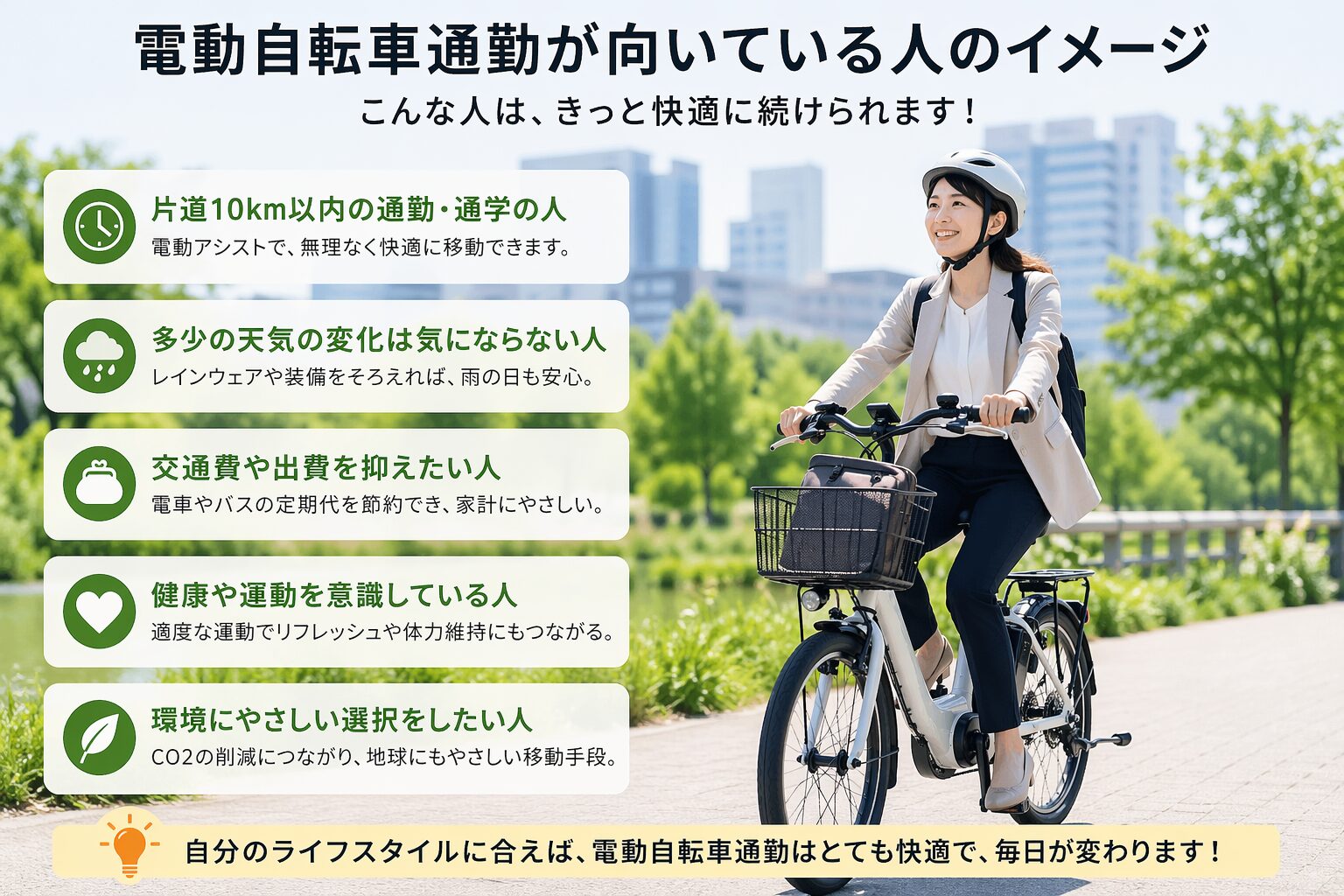 電動自転車 通勤 向いている人 イメージ