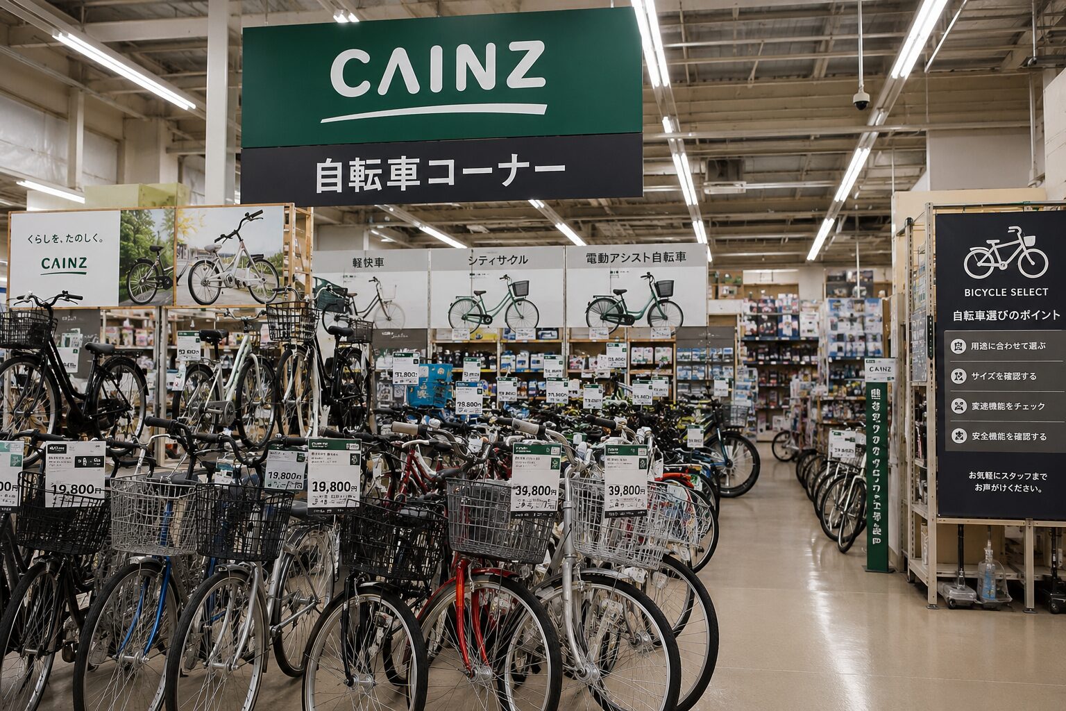 カインズ店内の自転車売り場イメージ