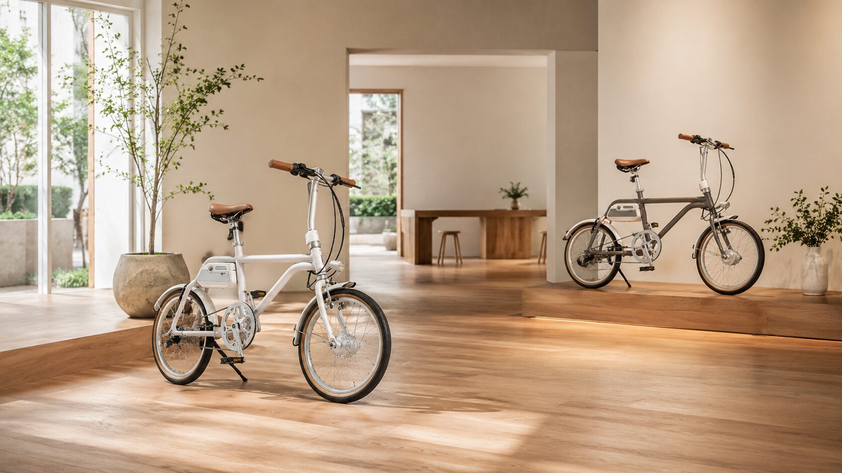wimoの公式ショールームや販売店をイメージした自転車展示スペース