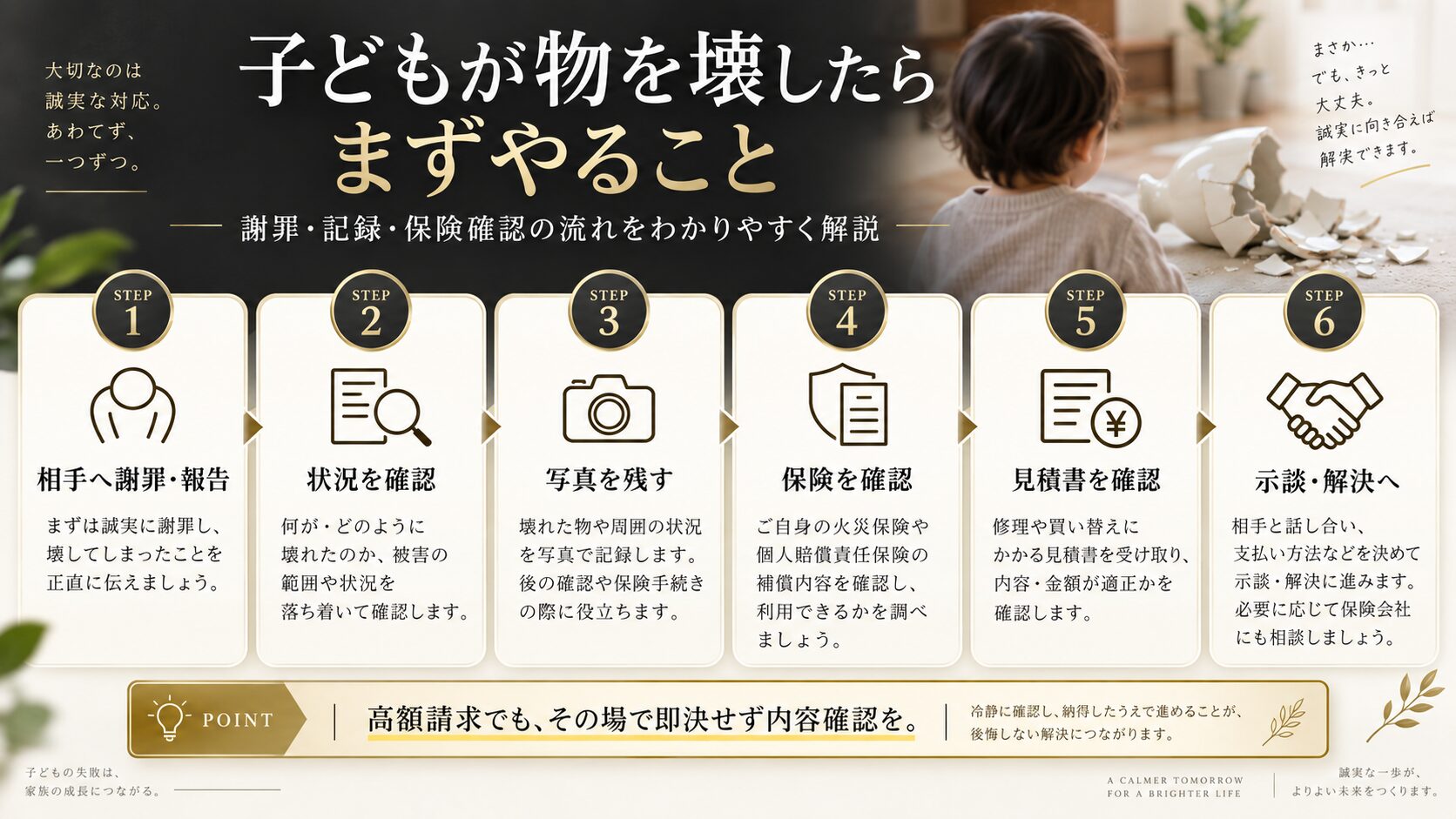 子どもが物を壊したときの謝罪から保険確認、示談までの6ステップ